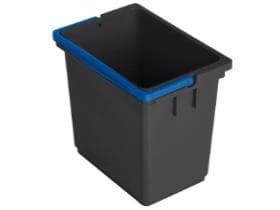 Eimer grau 6 Liter, mit blauem Henkel viereckig, aus Kunststoff