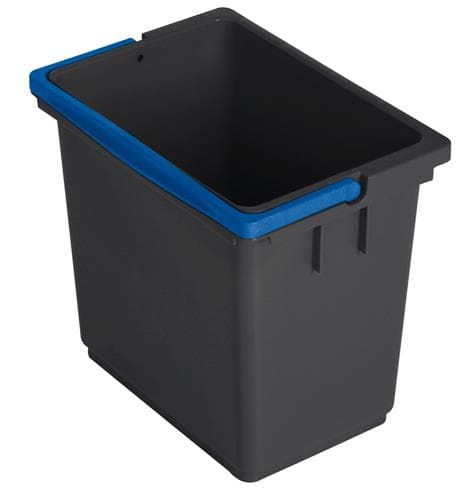 Eimer grau 6 Liter, mit blauem Henkel viereckig, aus Kunststoff