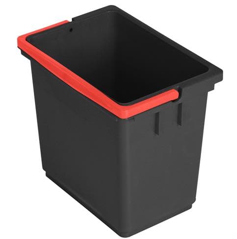 Eimer grau 6 Liter, mit rotem Henkel viereckig, aus Kunststoff