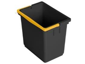 Eimer grau 6 Liter, mit gelbem Henkel viereckig, aus Kunststoff