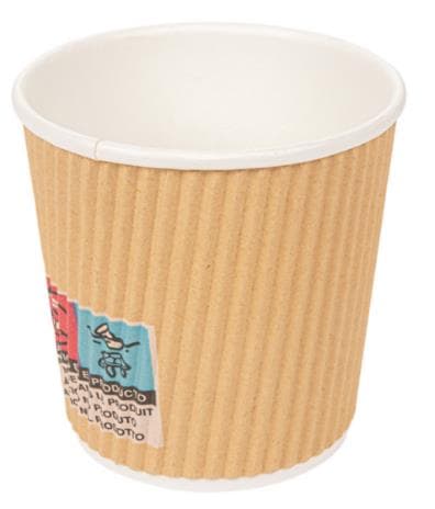 Kaffeebecher 1 dl, aussen braun geriffelt, innen weiss, PE-beschichtet