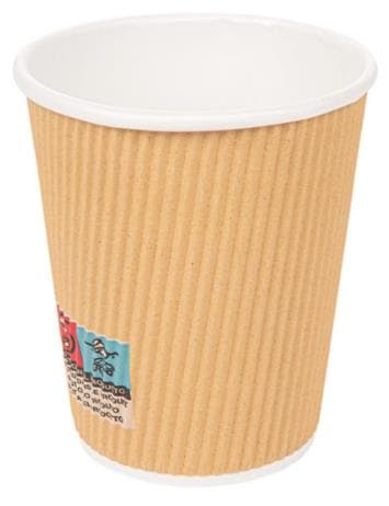 Kaffeebecher 2 dl, aussen braun geriffelt, innen weiss, PE-beschichtet