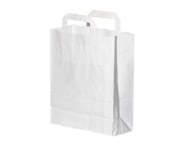 Papiertragetaschen Kraft weiss 70 gm2, unbedruckt, 220 x 105 x 360 mm, mit