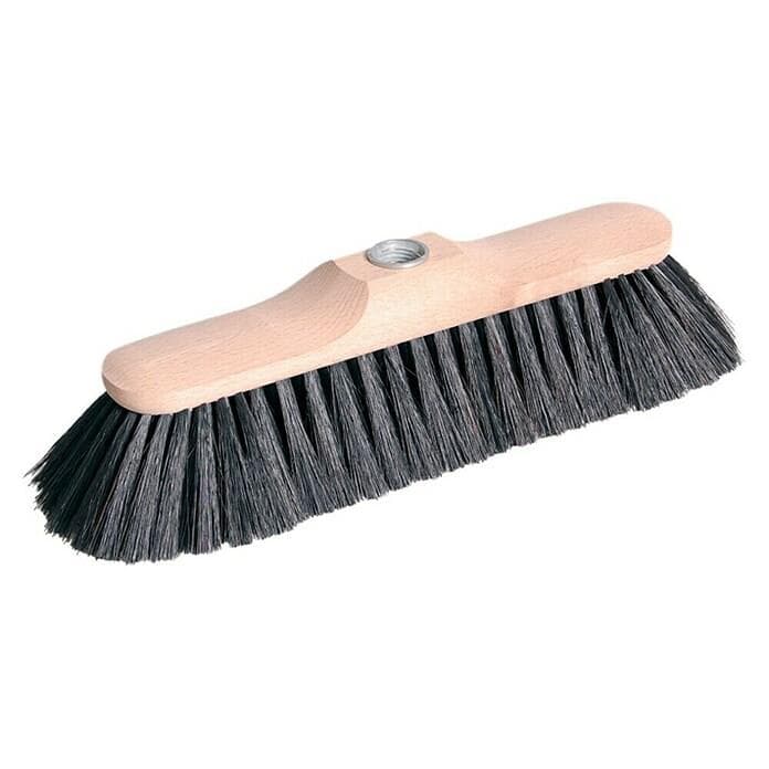 Bodenwischer 30 cm, schwarze Borsten mit Flügelschraube, aus Buchenholz, ohne