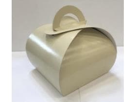 Tortenschachtel m. Henkel 10 x 10 x 8 cm Farbe "Elfenbein", unbedruckt