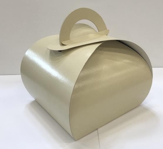 Tortenschachtel m. Henkel 10 x 10 x 8 cm Farbe "Elfenbein", unbedruckt