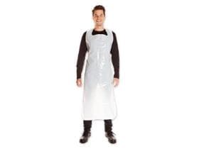 Einwegschürzen geblockt, LDPE geprägt, weiss, wasserabweisend, 60 µm