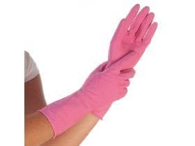 Haushalts-Handschuhe Grösse S, rosa, innen baumwollbeflockt, Länge 30 cm,