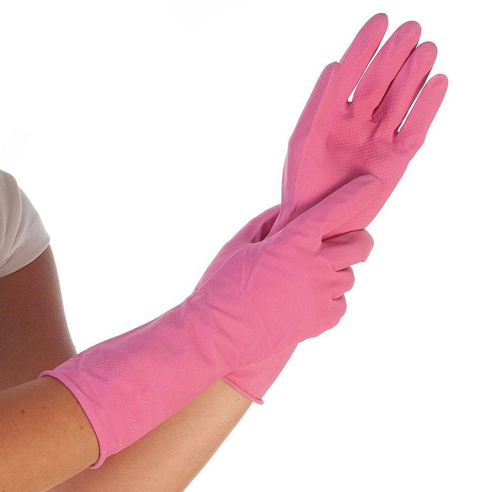 Haushalts-Handschuhe Grösse S, rosa, innen baumwollbeflockt, Länge 30 cm,