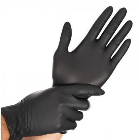 Nitril-Handschuhe Grösse M, Hygostar, puderfrei, schwarz, Länge 24 cm