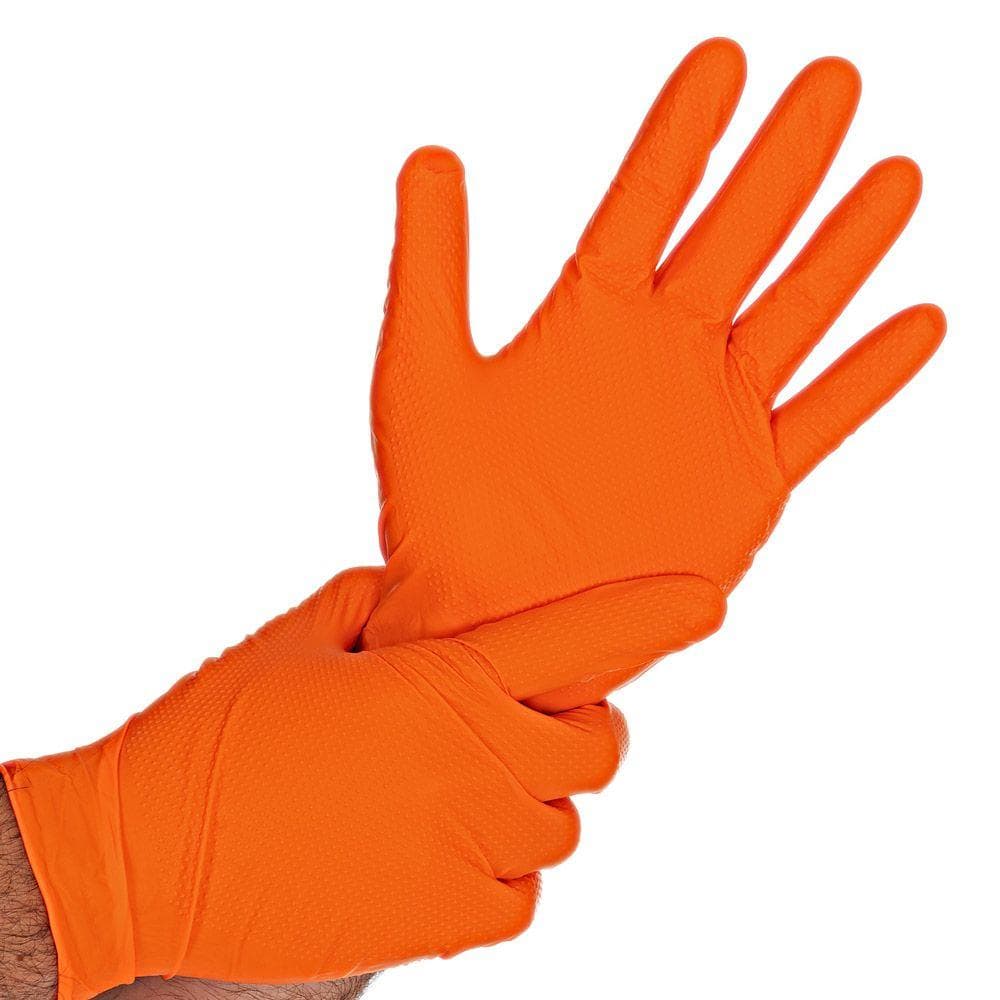 Nitril-Handschuhe, Diamond Grip, orange, puderfrei, Grösse L, Länge: 24 cm