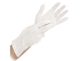 Baumwollhandschuhe Grösse L Naturfarbe ungebleicht, Länge 25 cm,