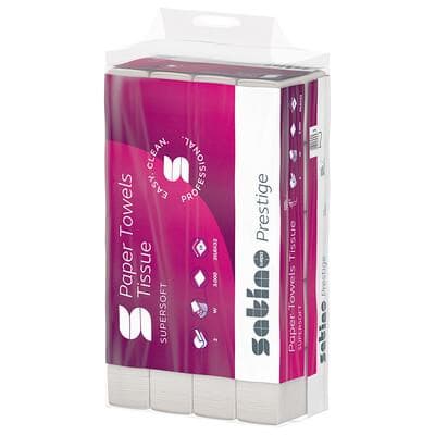 Falthandtücher Satino Prestige hochweiss W-Falz, Zellstoff, 2-lagig, Tissue