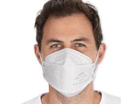 Masque de protection respiratoire, FFP2, en non-tissé PP, blanc, plié horizontalement, avec 3D -