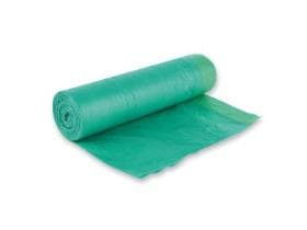 Sac poubelle à cordon de serrage, 60 L, HDPE, vert, environ 12 µm, longueur : 64 cm.