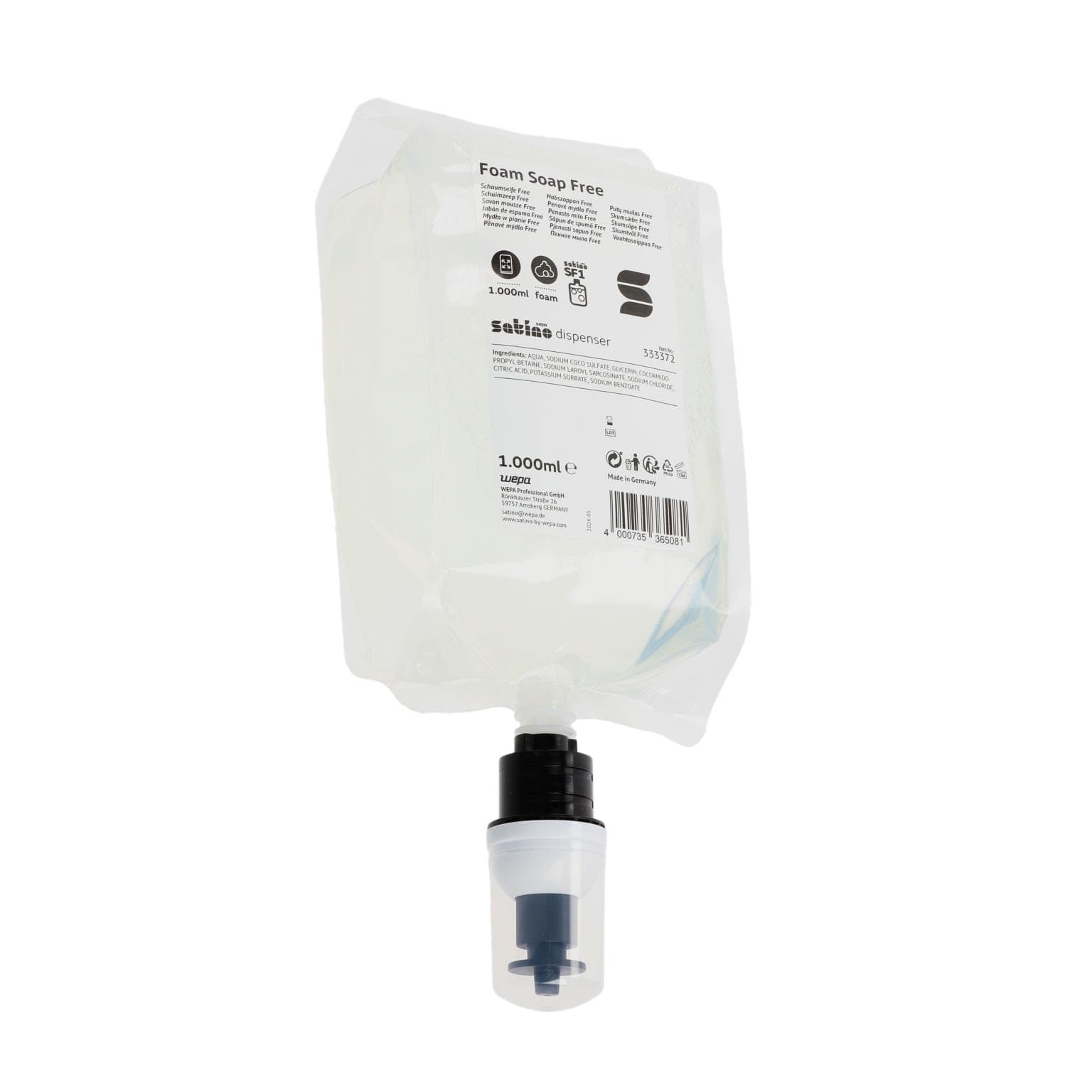 Schaumseifenkonzentrat Satino Free 1000 ml Patronen, ohne Duft- und Farb-