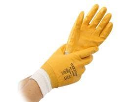 Arbeitshandschuhe Nitril Grip Super, gelb-weiss, Baumwoll-Trikot mit Nitril-