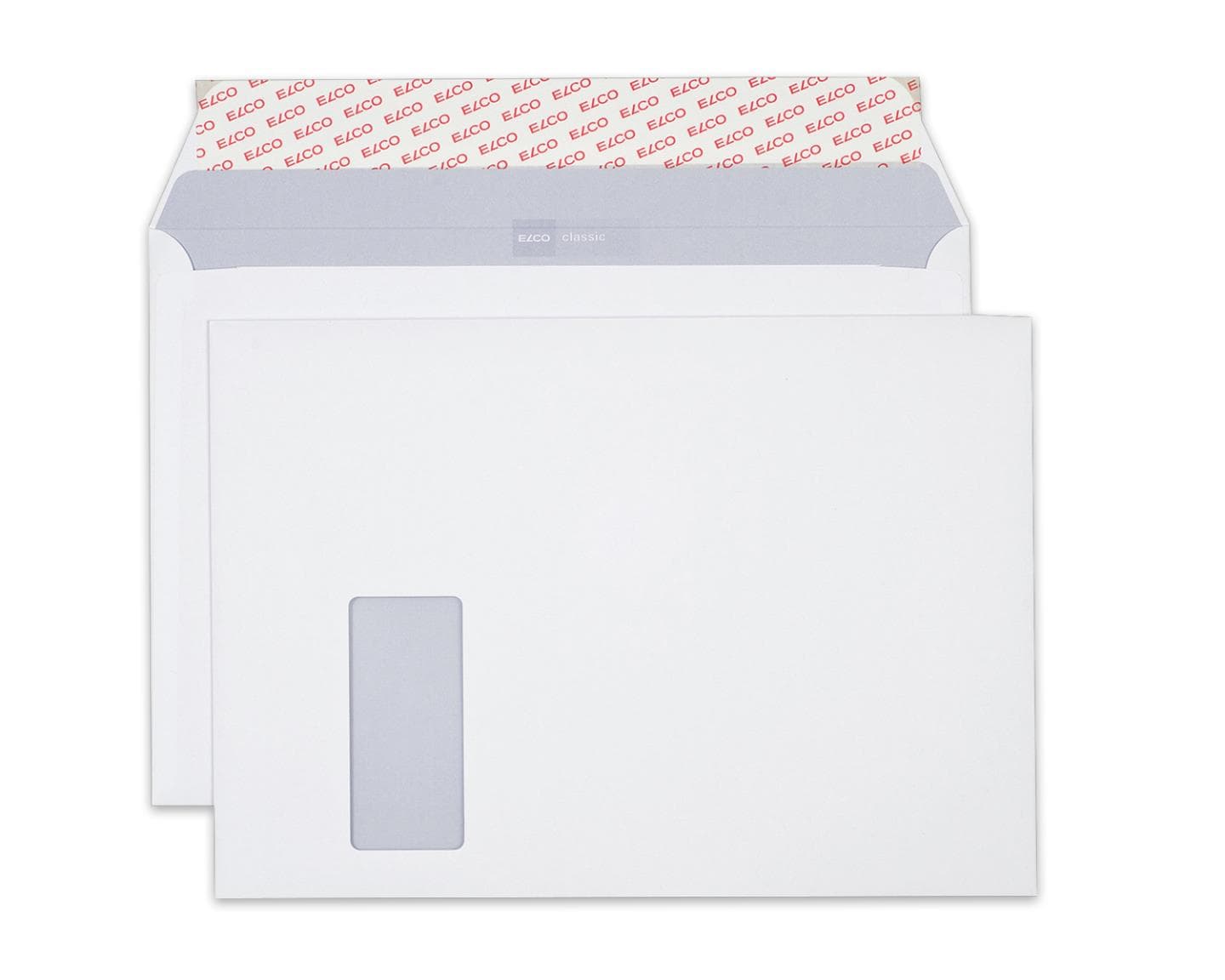 Briefumschlag ELCO Classic, C4, weiss Fenster Vorderseite links, 120g/m2