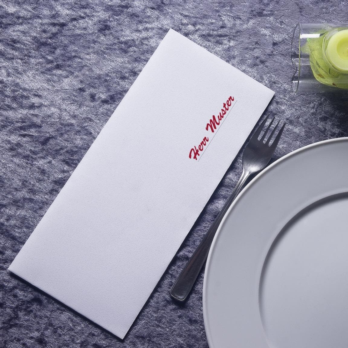 Serviettentaschen 27 x 12 cm, weiss Offset 170 gm2, gestrichen, geprägt