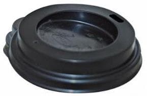 Deckel schwarz, mit Trinkloch, mit Durchmesser 80 mm, aus PS (Polystyrol)