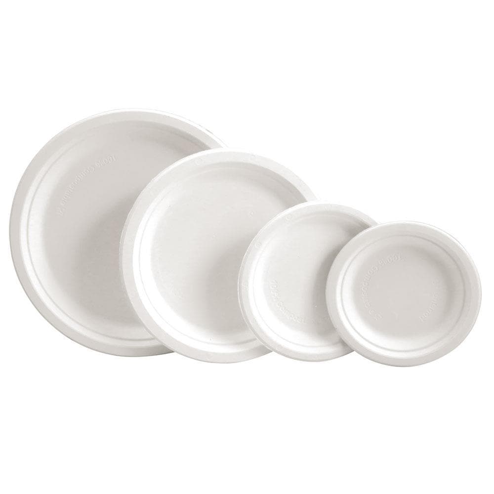 Teller aus Bagasse rund, ø 26 cm weiss