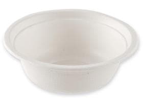 Schale aus Bagasse 370 ml, rund ø 13.6 cm, Höhe 4.7 cm, weiss