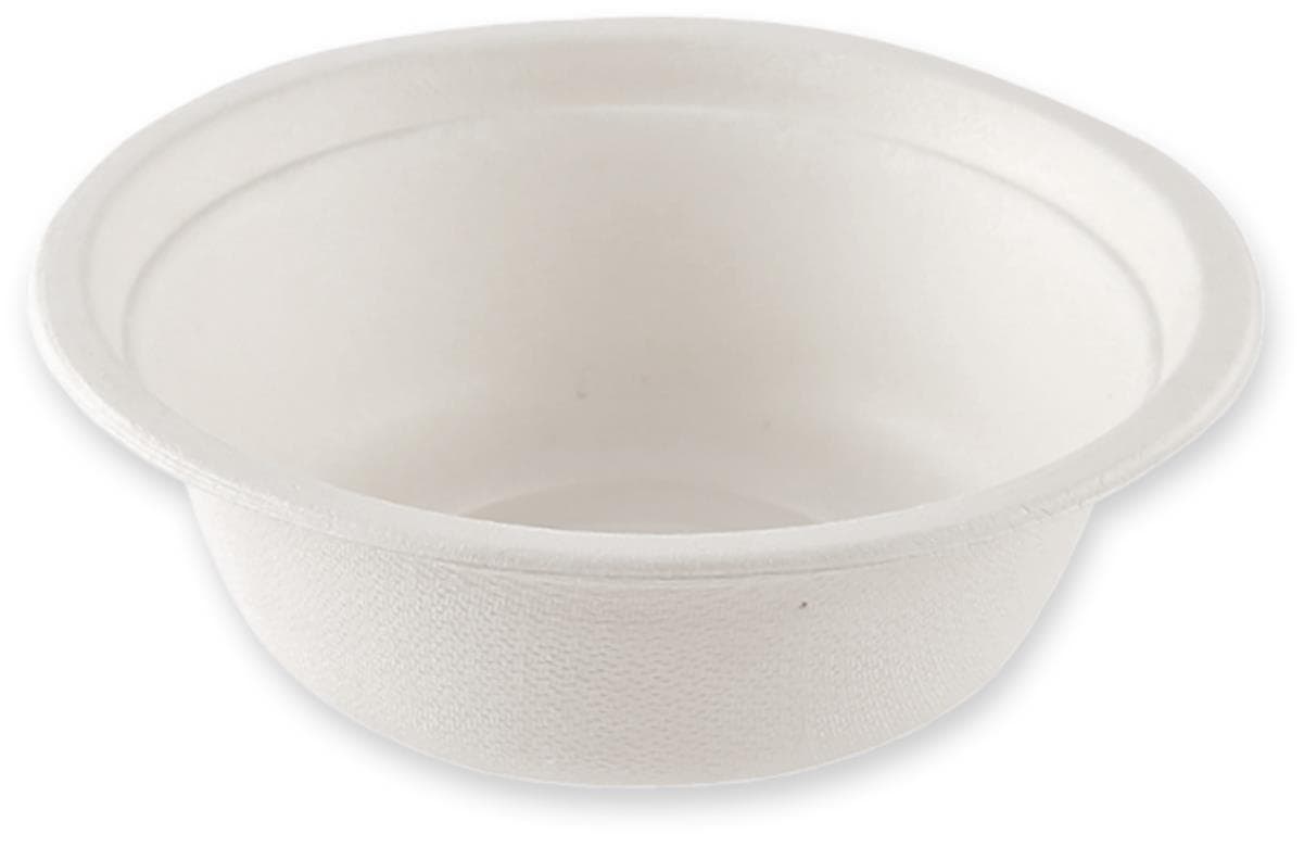 Schale aus Bagasse 370 ml, rund ø 13.6 cm, Höhe 4.7 cm, weiss