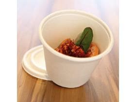 Suppenbecher aus Bagasse 425 ml, rund ø 10.8 cm, Höhe 8.5 cm, weiss