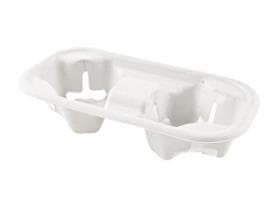 Becherhalter "Double", Zuckerrohr, weiss 22 x 11 x 4 cm, 100% kompostierbar,