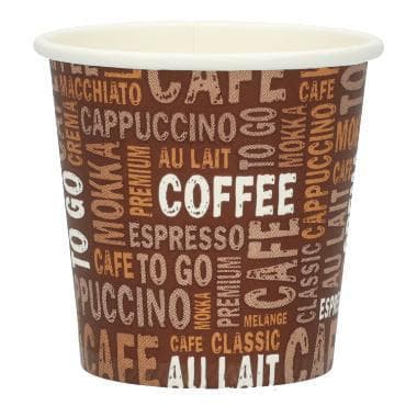 Espressobecher aus Hartpappe 1dl mit Standardmotiv, braun