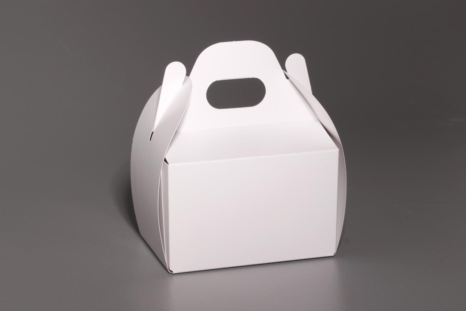 Patisserieschachtel mit Henkel weiss, 14 x 10 x 9 cm, innen beschichtet