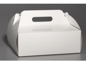 Tortenschachtel mit Henkel weiss, 28 x 28 x 10 cm, innen beschichtet