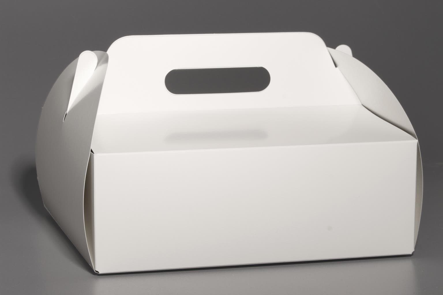 Tortenschachtel mit Henkel weiss, 28 x 28 x 10 cm, innen beschichtet