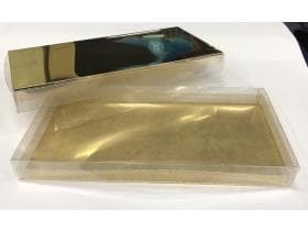 Confiserieschachtel aus PVC 213x106x22mm, mit Goldboden