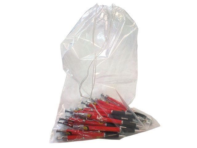 Kordelzugbeutel aus LDPE 100 my 500 x 300 mm, Kordel auf Breitseite