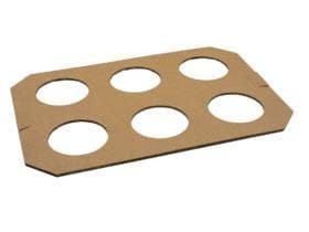 Bechertragebrett aus Karton für 6 Becher 2 dl + 3 dl Becher, Ø 6 cm