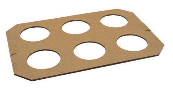 Bechertragebrett aus Karton für 6 Becher 2 dl + 3 dl Becher, Ø 6 cm