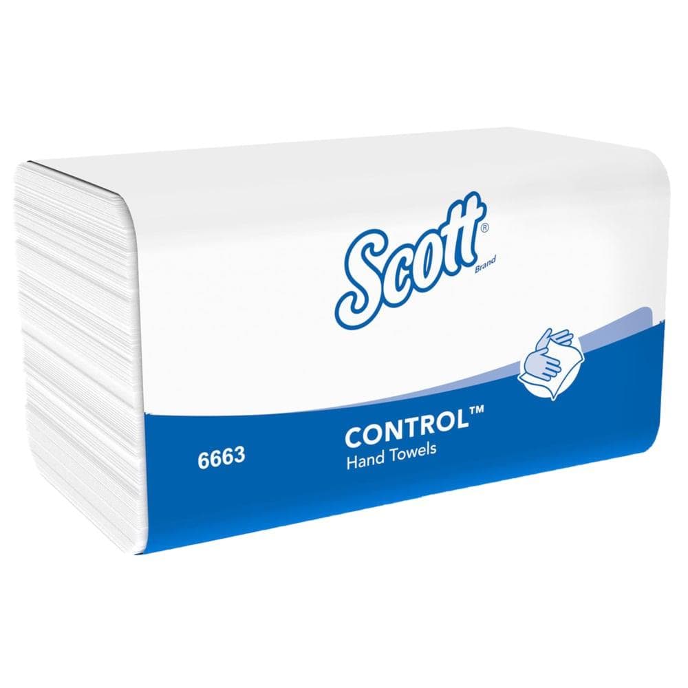 Serviettes en papier pliées SCOTT® Control 31,8 x 20,0 cm, 1 pli, interfoliées, blanches