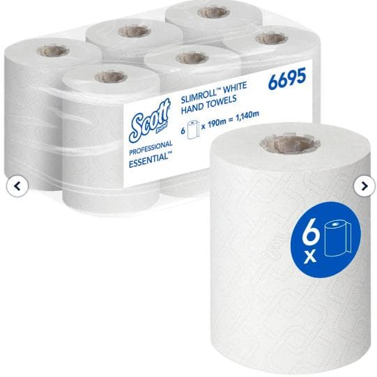 Essuie-tout Scott Essential Slim-roll, 20 cm x 190 mètres linéaires, Airflex, 1 pli,