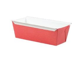 Backform, eckig, 550 ml, 155x55x55 mm, rot / weiss, fettdicht, FSC,