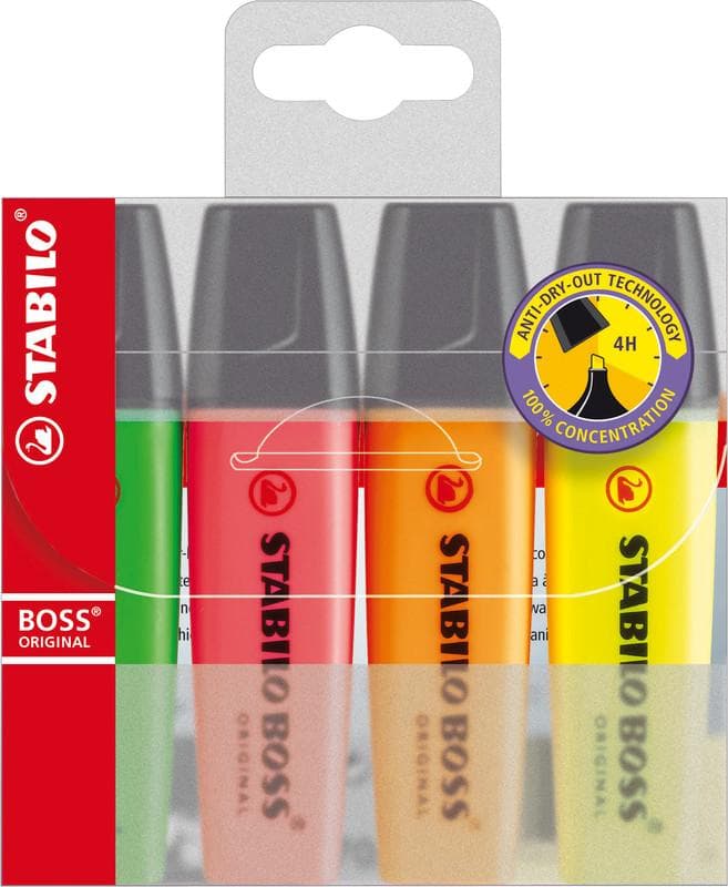 STABILO BOSS Textmarker Original ca. 2 - 5 mm, nachfüllbar, farbig sortiert