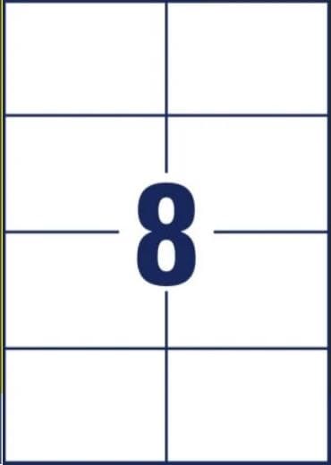 LCI White Matt Temperaturbeständig 105x74.25 65g/m2, 8 Stück per A4-Blatt