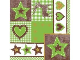 Servietten Airlaid 60 gm2, 40 x 40 cm 1/4 Falz, "LOTTA", grün-braun