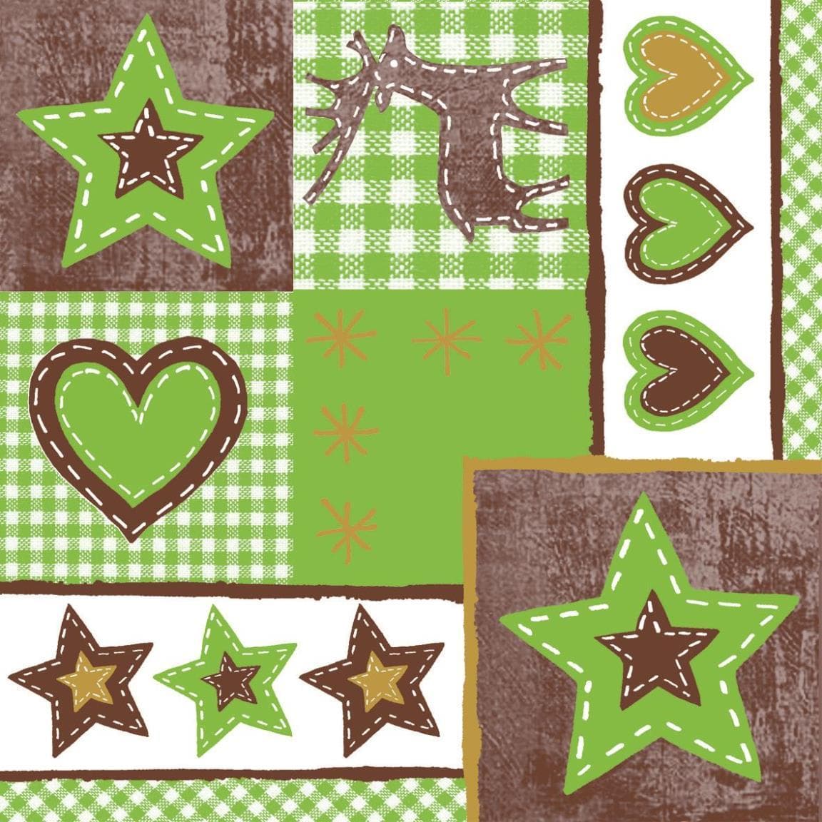 Servietten Airlaid 60 gm2, 40 x 40 cm 1/4 Falz, "LOTTA", grün-braun