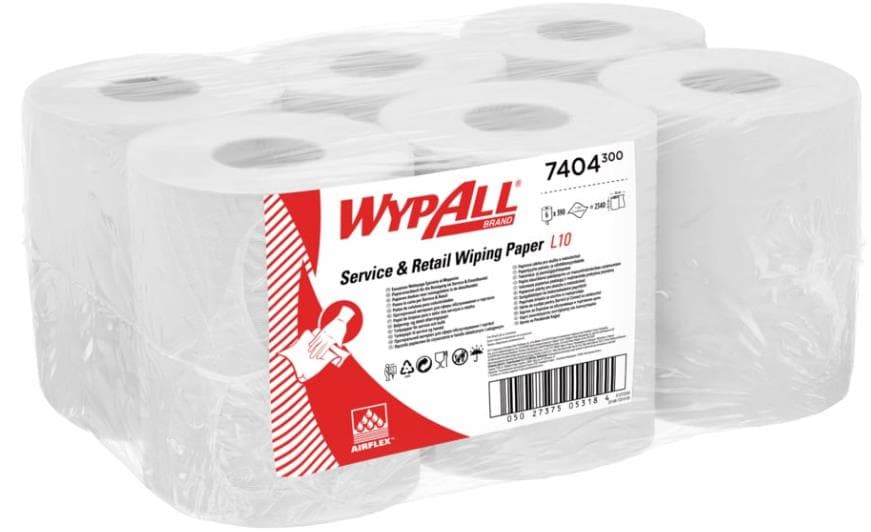 Putztuchrollen Wypall L10 weiss 1-lagig 18.3 x 38 cm, 100% Zellstoff, 390 Tücher