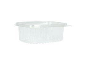 Salatschalen 375 ml rechteckig, rPET, transparent, mit anhängendem Deckel,