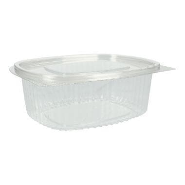 Salatschalen 750 ml rechteckig, rPET, transparent, mit anhängendem Deckel,