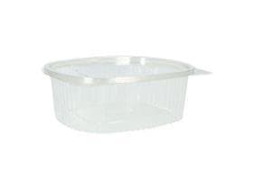 Salatschalen 1500 ml rechteckig, rPET, transparent, mit anhängendem Deckel,