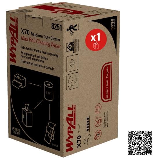 Putztuchrollen Wypall X70 Power Clean, blau, 31 x 31cm, perforiert, 215 Tücher