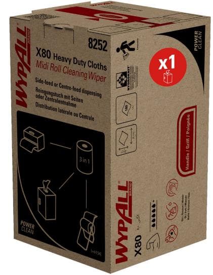 Putztuchrollen Wypall X80 Power Clean, weiss, 31 x 31cm, perforiert, 180 Tücher